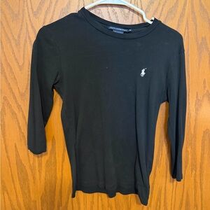 Ralph Lauren Black 3/4 Sleeve Top with White Logo